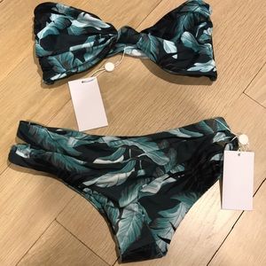 Mikoh Carmel knot bandeau top green floral army